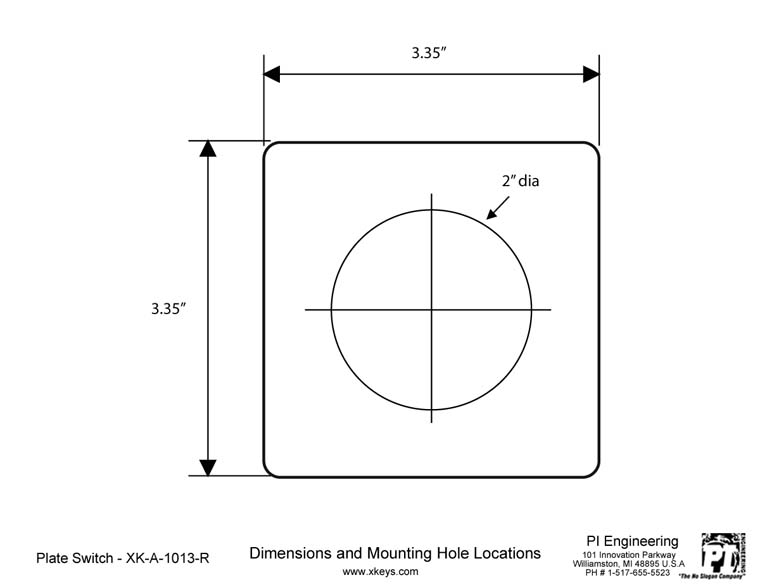 X-keys XK-24 Dimensioned Drawing